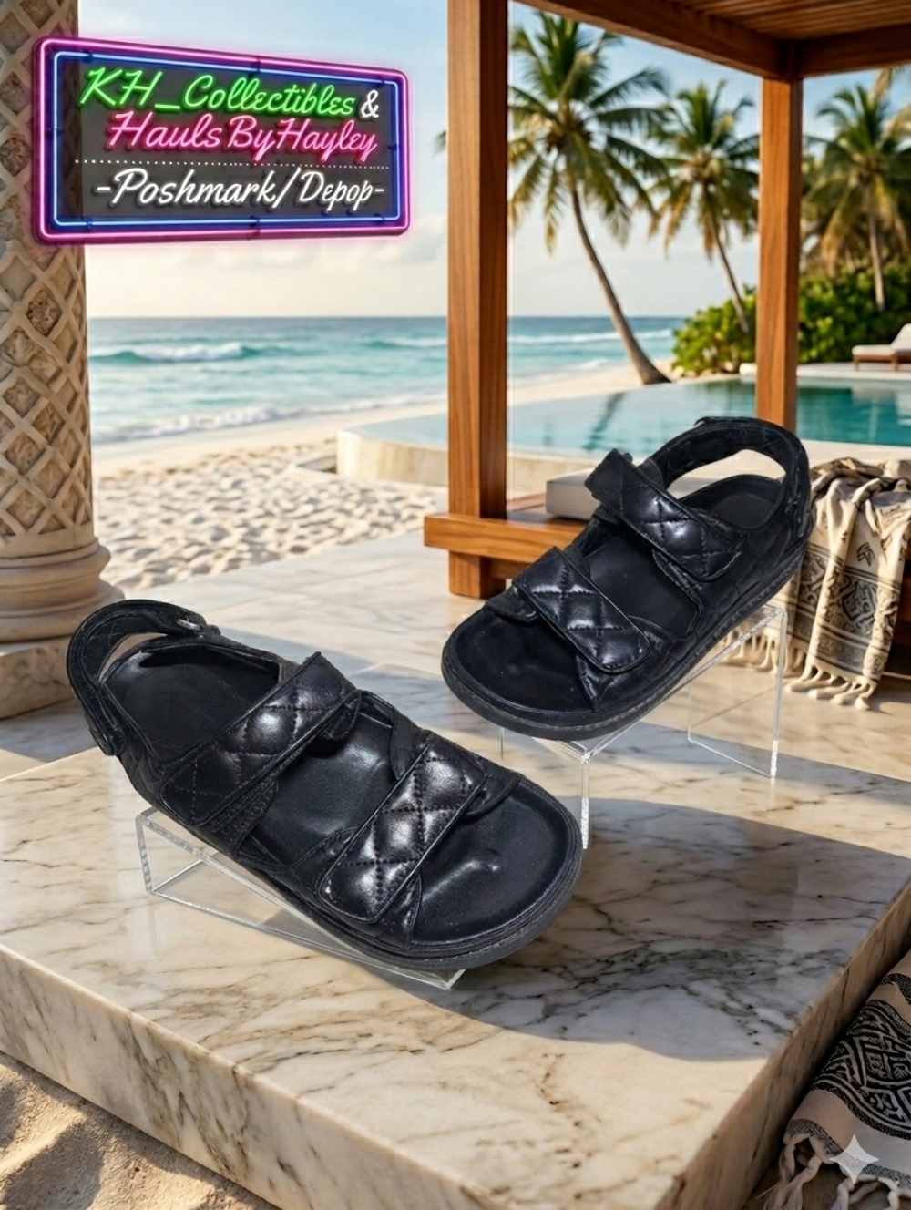 Tony Bianco Hiranni Black Quilted Leather Chunky Dad Sandals Platform 37 US 6.5